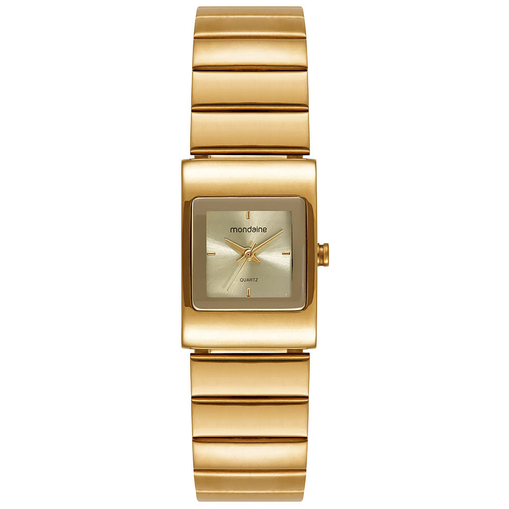 Relógio Feminino Quadrado Bracelete Dourado