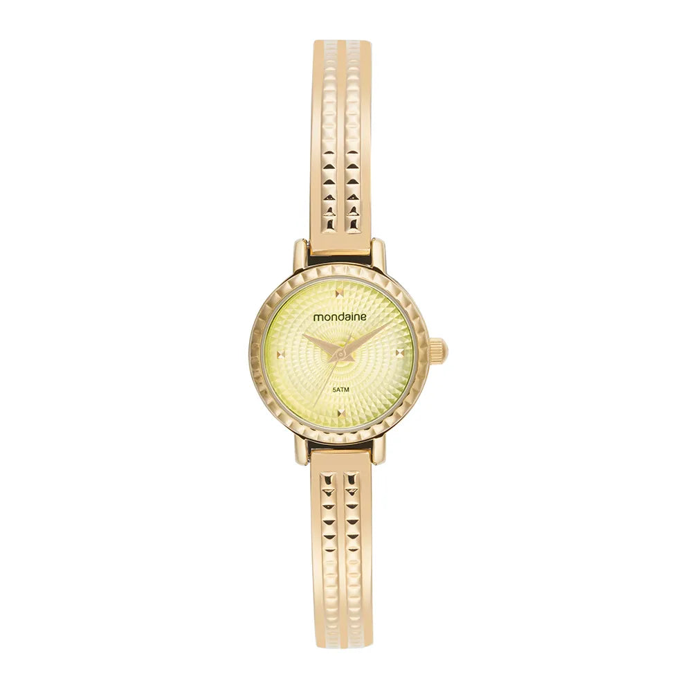 + 2 Relógio Feminino Dourado Pulseira Rígida Texturizada
