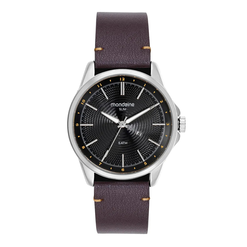 Relógio Masculino Mondaine Marrom Couro Analógico Calendário