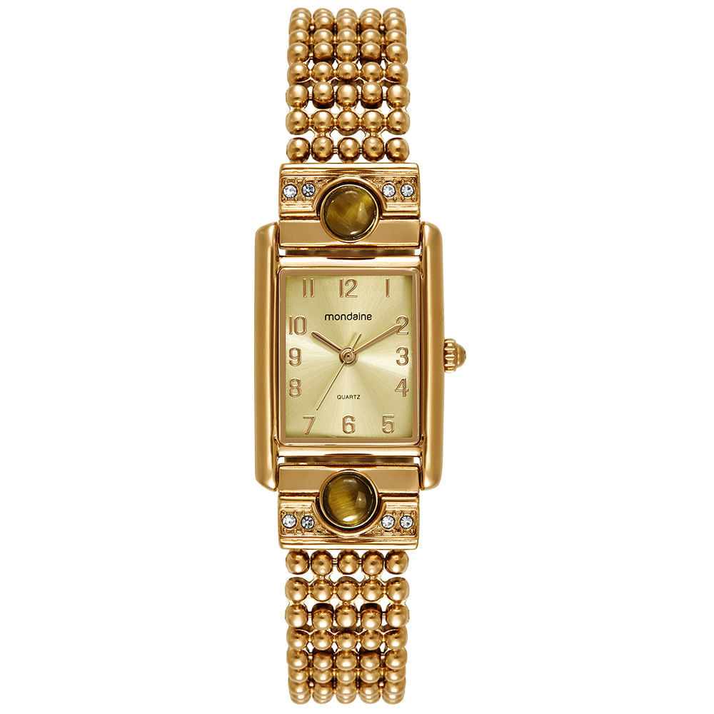 Relógio Feminino Mondaine Dourado Quadrado Metal Chic