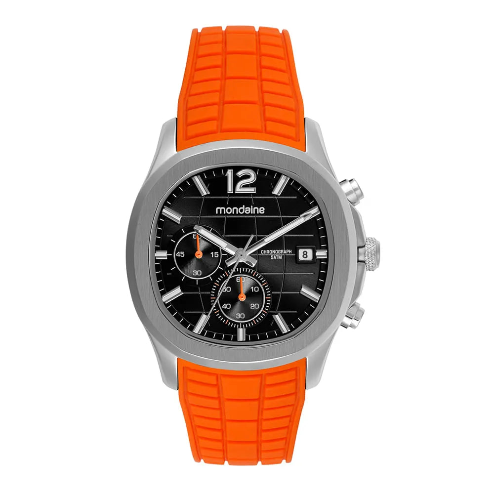 Relógio Masculino Quadrado Cronógrafo Laranja Fitting
