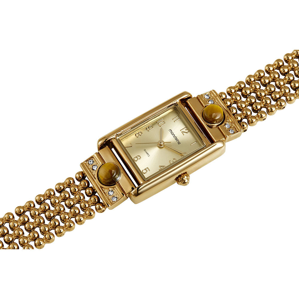 Relógio Feminino Mondaine Dourado Quadrado Metal Chic