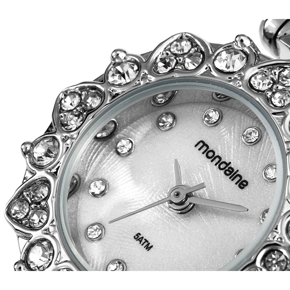 Relógio Feminino Prata Caixa Cristais