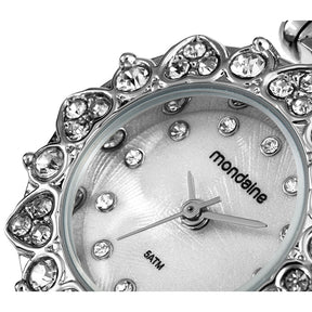 Relógio Feminino Prata Caixa Cristais