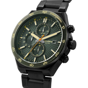 Relógio Masculino Cronógrafo Aço Verde Calendário