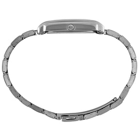 Relógio Feminino Prata Aço Quadrado Mostrador Prata