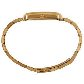 Relógio Feminino Dourado Aço Quadrado Mostrador Dourado