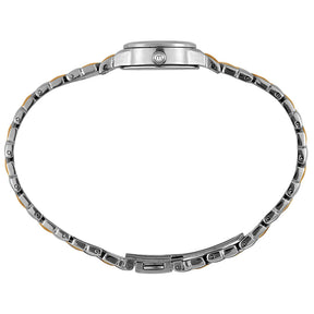 Relógio Feminino Bicolor Metal Redondo Mostrador Branco