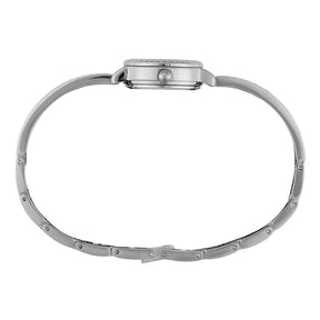 Relógio Feminino Prata Pulseira Rígida Texturizada