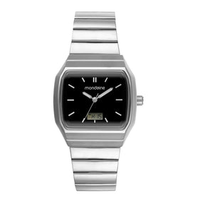 Relógio Masculino Quadrado Anadigi Prata Aço