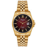 Relógio Automático Masculino Calendário Vermelho Dourado