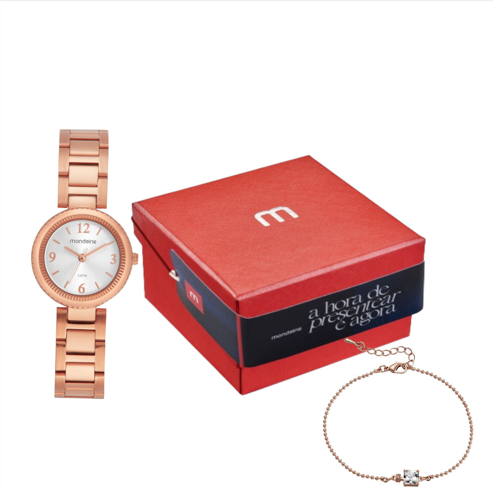 Kit Relógio Feminino Rosé com Pulseira