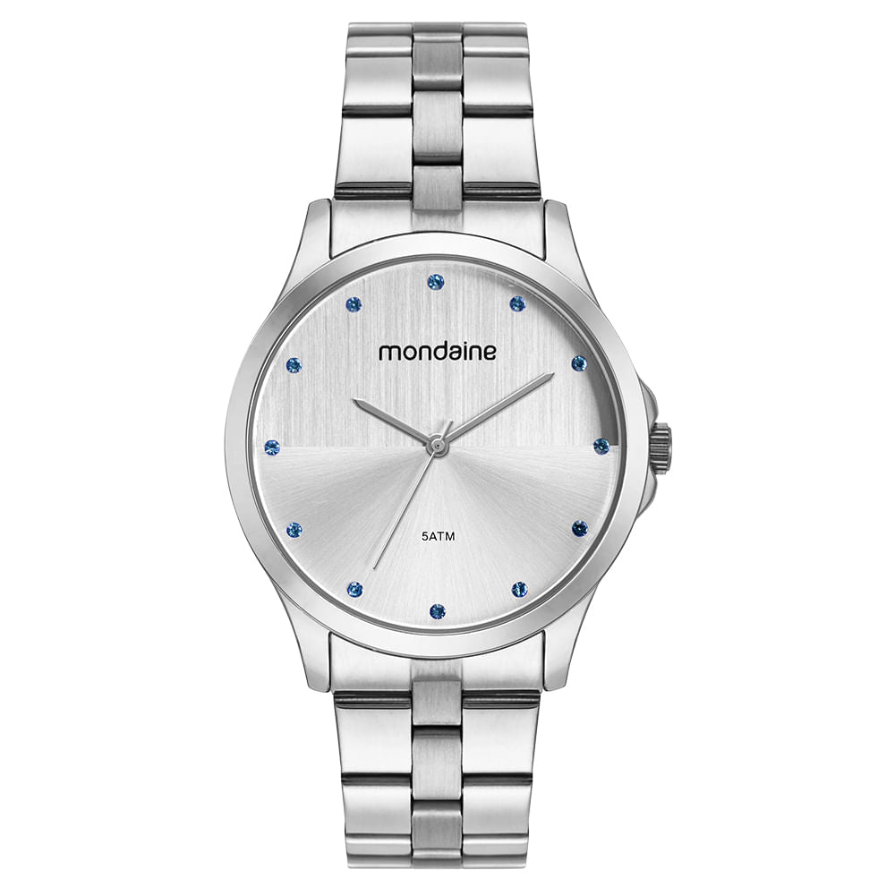 Kit Relógio Feminino Prata com Colar De Cristal